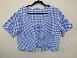 Blue Gingham Bolero Large Cottagecore Country Cowgirl Western Prairie Preppy thumbnail 1