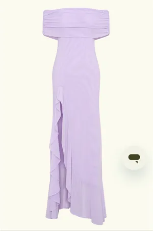 Meshki Audrey Lilac Off the shoulder mesh maxi dress thumbnail 3