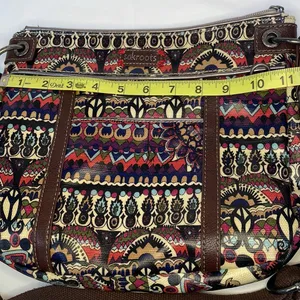 Boho artist circle tribal shoulder crossbody strap multi pocket zipper purse thumbnail 8
