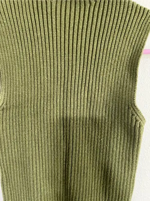 Zara Sleeveless Mock Neck Ribbed Crop Sweater - Olive Green Sleeveless Preppy S thumbnail 6