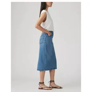 New Levi's 27 Womens Denim High Rise Slit Skirt Blue Size 27 Meadow Games Clean thumbnail 4