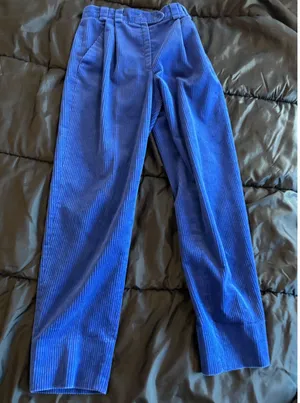 Francis Ferent Brussels Vintage Blue Corduroy Pleated Tapered Pants Sz small thumbnail 1