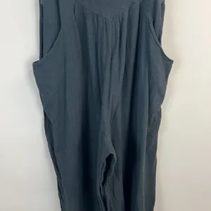 Natural Life Wide Leg Jumpsuit Overalls Womens Large Black Gauze Cotton Pocket L thumbnail 4