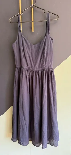 Iris & Ink Navy Blue 100% Cotton Midi Sundress w/ Tie Straps, Size 4, VGUC thumbnail 1