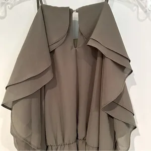 Miami Halter Ruffle Top Dress Women's Large‎ Olive Green Elastic Waist Flowy thumbnail 6
