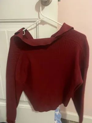 Altar'd State Cropped Off-The-Shoulder Sweater Red thumbnail 3