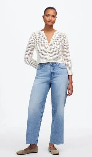 NWT Madewell curvy vintage jeans wide leg cropped 24 broken zipper needs replace thumbnail 1