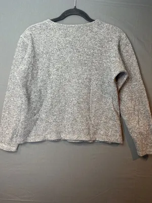 Vintage J.Crew Women M Wool Cotton Henley Sweater Made Italy Gray Academia thumbnail 6