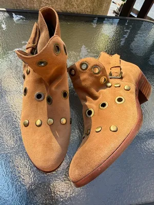 Sam Edelman Pedra Cognac Suede Leather Ankle Booties Boots Womens 6 thumbnail 5