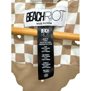 Beach Riot Canyon Puffer Vest Taupe Check Cropped Sleeveless Zip Snap Women's M‎ thumbnail 4