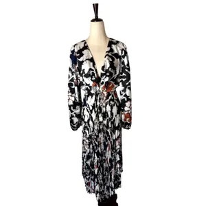 Delfi Collective‎ Dress Women Medium Black Claudine Printed Stretch Crepe Midi thumbnail 2