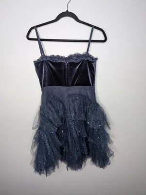 Betsy and Adam Navy Blue Glitter Tulle Fit and Flare Dress Size 8 thumbnail 4