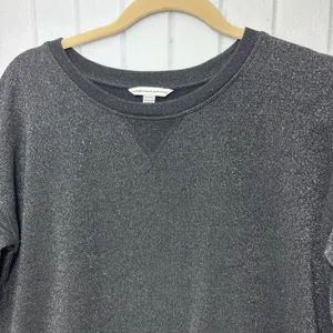 American Eagle Outfitters Black Metallic Pullover Top Long Sleeve Slit Sides M‎ thumbnail 4