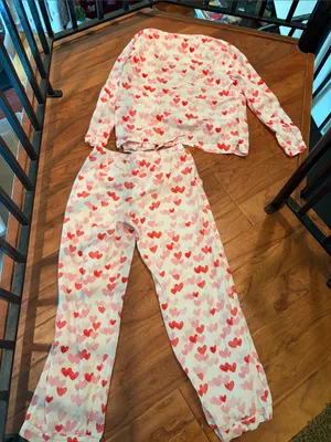 Pottery Barn Teen 100% Cotton Multi-Color Heart Two Piece Pajama Set thumbnail 7