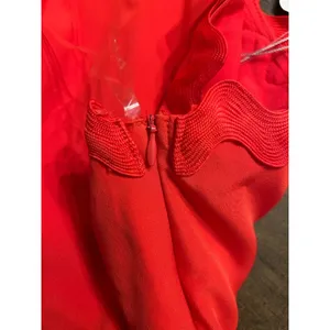 Main Strip Red One Shoulder Mini Dress Tiered Flounce Skirt Size Large Game Day Preppy Club thumbnail 6
