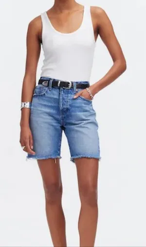 Madewell Long Denim Shorts in Pedersen Wash thumbnail 1