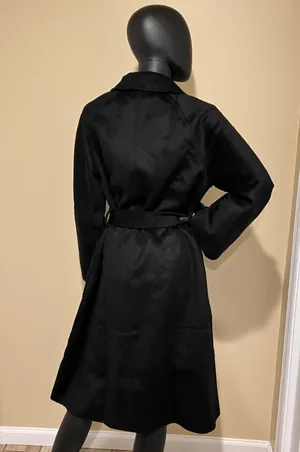 Wool Trench Coat Winter Jacket Parka Bomber Office Coat Wool Jacket Fall Long Jacket Black thumbnail 2
