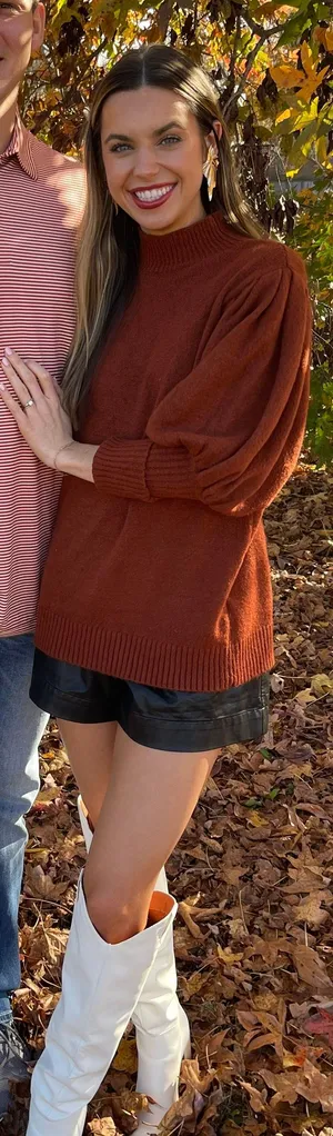 These Three Boutique Brown Puff Sleeve Sweater thumbnail 1