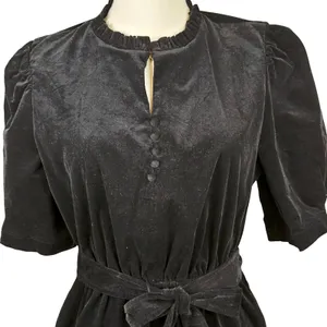 Draper James Puff Sleeve Tiered Ruffle Neck Button Micro Corduroy Belted Dress thumbnail 4