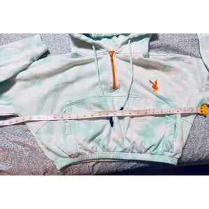 Playboy x Missguided Crop Hoodie Sweatshirt Zip Neck Green Tie Dye Size Small thumbnail 7