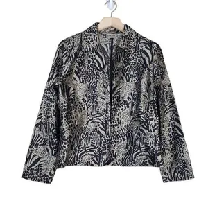 Chico's Womens S 100% Silk Animal Print Open Front Blazer thumbnail 1
