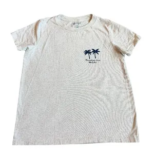 John Galt Paradise Cove Malibu Heather Cream Palm Tee Shirt Fit One Size Women's thumbnail 1