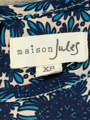 Maison Jules XS Navy Floral Fit & Flare Sleeveless Dress thumbnail 3