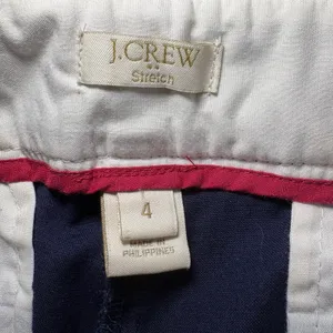J.Crew Navy Blue White Side Stripe Stretch Cotton Chino Pants Cropped Womens 4‎ thumbnail 2