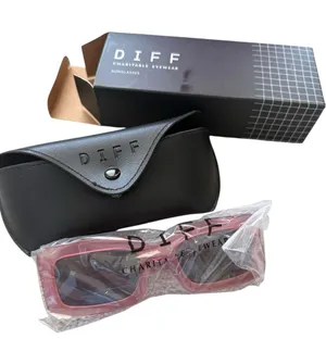 DIFF Eyewear Indy Rectangular Sunglasses Reddish Pink New in Box thumbnail 1