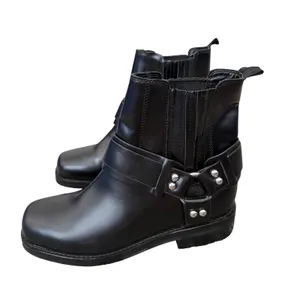Marc Fisher LTD Black Leather Harness Biker Ankle Boots Silver Studs 6.5 NEW thumbnail 2