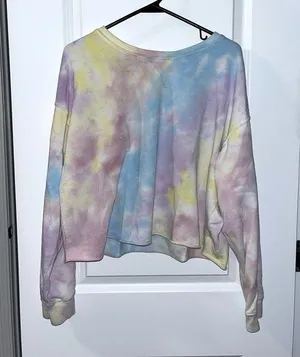 Colsie/Target Rainbow Tie Dye Cropped Crewneck Sweatshirt Size: L thumbnail 1