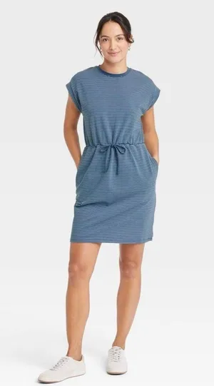 A New Day Blue and white stripe dress thumbnail 1