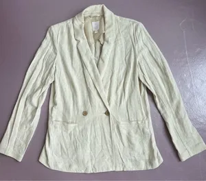 LC Lauren Conrad Women's‎ Beige Double Breasted Blazer Size M Casual thumbnail 1