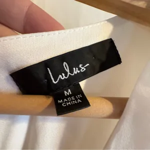 Lulus Always On Repeat White Clip Dot Long Sleeve Mini‎ Dress Sz Medium Chiffon thumbnail 5
