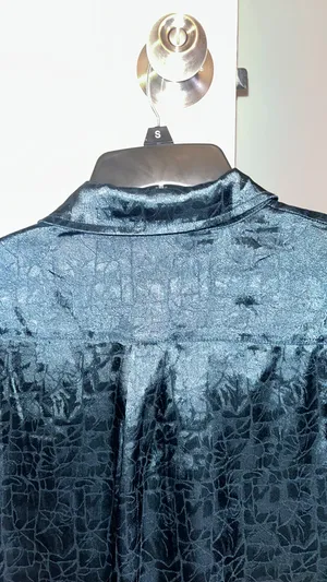 ACOA satin Button Down Women’s Shirt Blue thumbnail 5