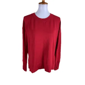 Athleta Red Luxe Lounge Sweatshirt‎ Athleisure Minimalist Basic XS thumbnail 2