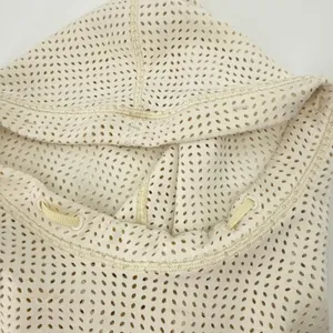 CALIA Laser Cut Cream Mesh Pullover‎ Hoodie Beach Coverup Swim Sweatshirt L thumbnail 5