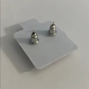 Large Diamond CZ Faux Silver Stud Earrings thumbnail 2