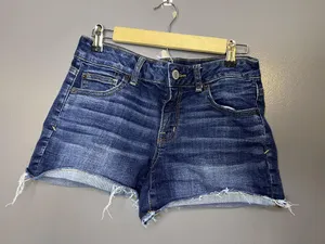 American Eagle Outfitters Shorts Womens 8 Blue Shortie Super Stretch Cutoff thumbnail 1