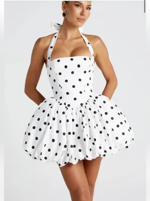 Babyboo Maricia Mini Dress - Black Polka Dot Print, Xl thumbnail 1