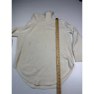 Athleta‎ Cream Ribbed Turtleneck Sweater Curved Hem Cozy Knit Medium M thumbnail 8
