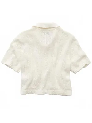 AE Cotton Short-Sleeve Collared Button-Up Cardigan American Eagle Cream NWT XL thumbnail 3