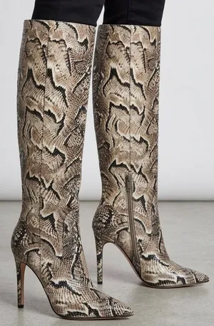 Vince Camuto Fendels Snakeskin Embossed Leather Knee High Stiletto Boots‎ 5.5M thumbnail 1