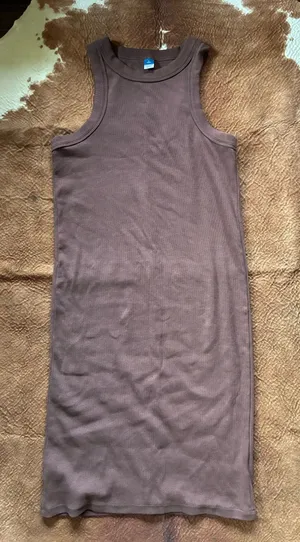 Old Navy brown tank knee length ribbed dress Size large tall No flaws thumbnail 1