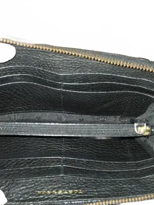 Tory Burch Black Pebbled Leather Zip Wallet with Large Embossed Logo thumbnail 9