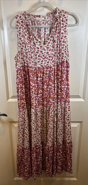 Easel Los Angeles Sleeveless Floral Maxi Dress Size Large Multi Color Boho thumbnail 1