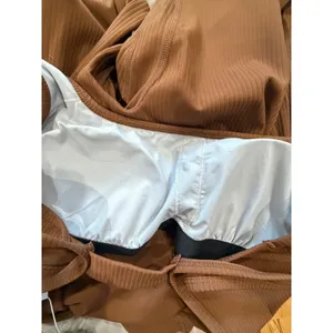 Halara Brown Jumpsuit Ribbed Cut‎ Out Back XS Athleisure Minimalist thumbnail 7