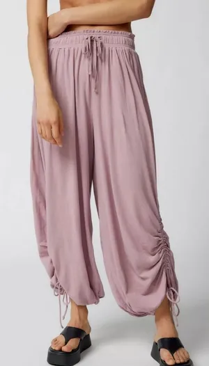 Urban Outfitters Mauve Drawstring Ruched cropped jogger pants thumbnail 1