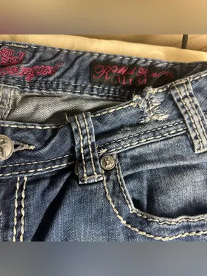 Rock & Republic Dark Blue Denim Jeans with Pink Embroidery thumbnail 3