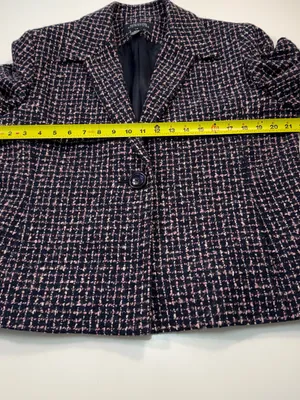 Jones New York Cotton Wool Blend Black Purple & White Tweed-Style Blazer thumbnail 4